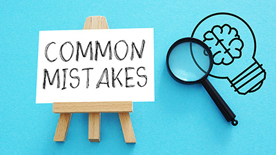 Common mistakes are shown using a text